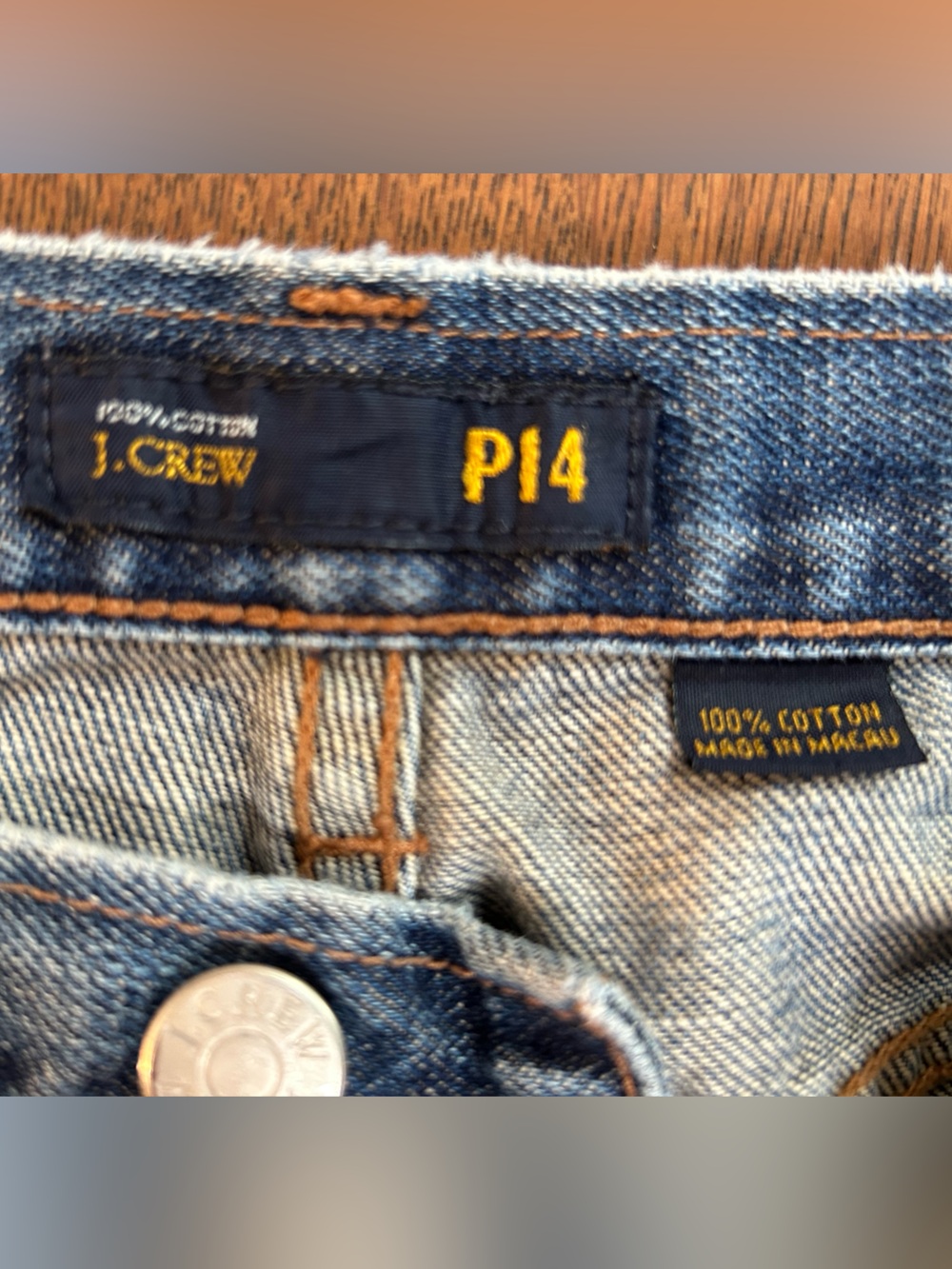 JCREW Classic 3 ButtonFly Straight Leg Blue Jeans, szP14. 5 pocket.Leather patch - Picture 4 of 10